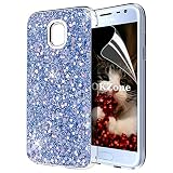 OKZone Galaxy J3 2017 Hülle, Luxus Glitzer Bling Design Weich TPU Bumper Case Silikon Schutzhülle Handy Tasche Rückseite Hülle Etui Cover TPU Bumper Schale für Samsung Galaxy J3 2017 (Blau)