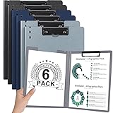 Klemmbretter - A4+ - 6 Stück, Offshifter Kunststoff-Klemmbrett mit Aufbewahrung, Klemmbretter Datei Dokument Organizer für Geschäft, Büro, Schule, Restaurant, Schw
