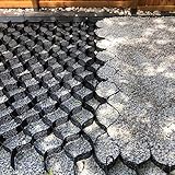 Schwarzer Kunststoff-Pflasterstein mit 5,1 cm hohem Wabengeogitter für einfaches Befüllen von Terrassenwegen und Grasfelsen, 500 x 800