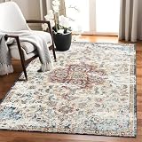 RUGMRZ Landhaus Deko Teppich Teppich Kurzflor Rote Pflanze drucken Design blauen Rand Dekoration langlebig Kinderteppich Spielmatte Balkon Teppich 180X250CM
