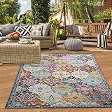 Teppich-Traum Orientteppich für Indoor Schlafzimmer & Outdoor Terrasse | wunderschöne Ornamente | bunt Größe 120x170