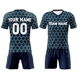 Fußball-Set, personalisierbar, Teamnamen-Logo, klassisches marineblaues Fußball-Set für Country-Fans, individuelles Trikot für Jungen und Mädchen, Blau / Marineblau, S