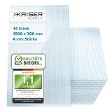 KAISER plastic® Gewächshausplatten 14 STK. | Hohlkammerplatten Doppelstegplatten 4mm | Platten für Gewächshaus | Polycarbonatplatten 1500 x 700 mm - 4mm Stärke - 700g/m²