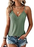 Haibang Tank Top Damen Cami Top mit Spitze V-Ausschnitt Sommer Oberteile Elegant Spaghetti Top Sexy Halter Sommershirt Locker Spitzentop Lässig Ärmellose Camisole S