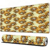 FEHWI Mauspad 80×30 cm Verlängertes großes Mauspad Schreibtischauflage,Blumenmotiv blau Tapete grün Dekor bunt Kaleidoskop Textur Ornament,genähte Kanten Gaming Mauspad,rutschfeste Gummib