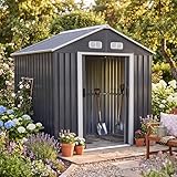 GARDEBRUK® XL Metall Gerätehaus 2m² mit Fundament 196x132x188cm Schiebetür Anthrazit Geräteschuppen Gartenhaus Schrank 4m³