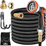 GARDEBRUK® Flexibler Gartenschlauch 30m 3fach Latexkern Vollmessing Adapter 1/2' 3/4' Zoll Wandhalterung Tasche Flexschlauch Wasserschlauch Schw