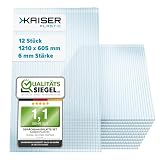 KAISER plastic® Gewächshausplatten 12 Stk. | Hohlkammerplatten Doppelstegplatten 6mm | Platten für Gewächshaus | Polycarbonatplatten 605 x 1210 mm - 6mm Stärke - 950g/m²