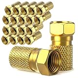 F-Stecker 7mm schraubbar | 20 Stück vergoldet | Gummidichtung | breite Mutter | für Koaxial Antennenkabel | Koax SAT Kabel | BK Anlagen | Satelliten LNB (20x, F-Stecker vergoldet)