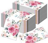 100 Stück Einweg-Papierservietten mit Rosen-Motiv, dekorative Papierservietten werden für Feiertage, Partys, Geburtstagsfeiern verwendet (rot)