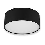 REV Deckenleuchte - Deckenlampe rund 30cm mit Stoff-Lampenschirm im modernen Look – ideal für Schlafzimmer, Wohnzimmer & Kinderzimmer, schw
