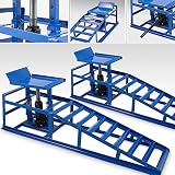 BITUXX® 2 Stück Auto PKW KFZ Auffahrrampen Set mit Wagenheber hydraulisch Höhenverstellbar Wartungsrampe Hebebühne Rampe Auffahrrampe Auffahrbock