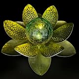 Online Fuchs LED Solarleuchten Lotusblüte mit Kugel, Blume als Garten Deko für außen - Gartenbeleuchtung (Grün)