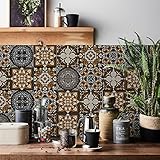 HORIWE Fliesenaufkleber Mosaik Wandfliese Aufkleber 24 Stück PVC Fliesensticker Fliesen Marokko Selbstklebende Tapete Wasserdicht Wandaufkleber für Küche,Schrank,Möbel,T