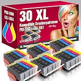 MS Point 30 Kompatible Druckerpatronen Set PGI-550 CLI-551 mit Chip und Füllstandsanzeige für Canon Pixma IP7200 IP7250 IP8700 IP8750 IX6800