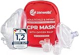 CPR Beatmungsmaske Erste Hilfe Set für Erwachsene/Kinder und Säuglinge - Pocket Maske in Soft Case (rot) mit Eigenventil und S