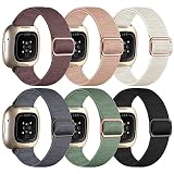 IMIVIO 6 Stück Kompatibel mit Fitbit Versa 3 / 4 /Sense 2 Armband, Weiches Elastisch Ersatz Nylon Sport Band für Damen/Herren, L