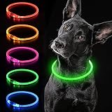 iTayga leuchthalsband Hund, USB-aufladbar und wasserdicht hundehalsband, verstellbare Länge, Sicherheitshalsband für Hunde und Katzen, 3 Modi, Grü