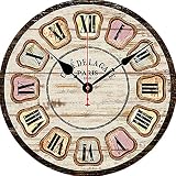 bns7fapq Wanduhr für den Außenbereich, 30,5 cm, wasserdicht, römische Ziffern, Retro, Shabby Design, aus Holz, leise, für den Innen- und Außenb
