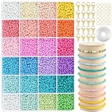 RUBY Perlen für Armbänder 3mm, Macaron Perlen Set, 24 Bunte Perlen zum Auffädeln Pastell, Mini Glasperlen armbänder selber machen für DIY Jewellery Making, Feiertage, Partys, Belohnung