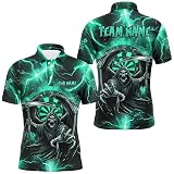 Outfitsuche Personalisierte Türkisfarbene Grim Reaper 3D Dart Team Trikot mit Blitz- und Donnerdesign für Herren & Damen Leistungsdarts Trikot T2800