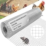 STREND PRO Maschendrahtzaun | Geschweißt - Verzinkt | 1m x 10m | 0,8 mm, 12,7x12,7mm | Kaninchendraht, Hasendraht, Volierendraht für Garten & Tierhaltung | Hasengitter, Hü