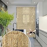 Handgefertigter natürlicher Bambus-Holzperlenvorhang, 100 x 130 cm, handgefertigter Fliegengitter-Türvorhang mit 100 Strängen, dekorativer Raumteiler-Panel für Heimdek