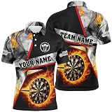 Personalisierte DartsPolos & Quarter-Zip-Shirt für Herren & Damen in Flammen-Grau mit Rauch-Design – Individuelle Dart-Trikots für die Liga T1257