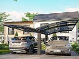 Bolton Selbsttragender Carport aus Aluminium – 500 x 600 – 2 Autos – Dach aus UV-beständigem Polycarb