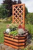 Deko-Shop-Hannusch Pflanzkasten, Blumenkasten, Blumenkübel aus massivem Holz mit schön gearbeiteter Pergola, für den Garten, Farbe:Braun - Schw