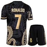 Mikalay Madrid #7 Retro Black Dragon Limitierte Sonderedition Seltenes Fußball Kinder Trikot Shorts Set Jugendgrößen (Schwarz,152)