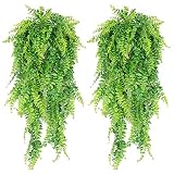 Yazhuq Set mit 2 künstlichen Farnen zum Aufhängen, spart Zeit für Wand-Hängekörbe, Hochzeit, Garten, Dek