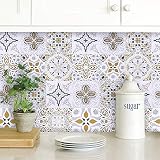 Timeet Selbstklebende Tapete Fliesenoptik Klebefolie Küche Fliesen Muster Möbelfolie Selbstklebend Fliesenaufkleber 44X200CM Retro Stil Wasserfest Vinly Folie für Möbel Wand Schrank Schub