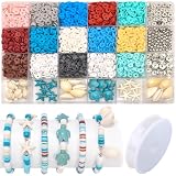 2370 Stück Clay Perlen Für Armbänder Heishi Perlen Set Polymer Clay Perlen Geschenke Für Kinder Schildkröten Türkis Seestern Perle Für Ohrringe Armband Halskette Schlüsselanhänger, Diy Geschenk