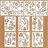 KATIMI 10 Stück Malerei Schablonen Textilgestaltung, 13 × 17 cm Blätter Stencil Schablonen Malen, Wiederverwendbar Blumen Airbrush Schablonen Wandgestaltung, Schablone für DIY Scrapbooking Wand Dek