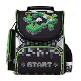 Schulranzen für Mädchen und Jungen Muster: MINECRAFT - Grundschule Ranzen mit reflektierenden Elementen - Ergonomische Schulrucksack fü