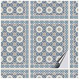 FoLIESEN Fliesenaufkleber für Bad, Küche, Badezimmer - Fliesen-Folie selbstklebend - Orientalische Azulejos -16 Klebefliesen, .:20x25 cm / 16-tlg. S