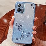 BEENTRYS Transparent Blumen Handyhülle für Oppo FIND X2 PRO,Glitzer Clear Floral Glitter Mädchen Frauen Ultra Stoßfest TPU Bumper Schutzhülle für Oppo FIND X2 PRO-B